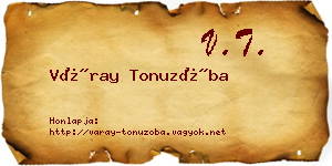 Váray Tonuzóba névjegykártya
